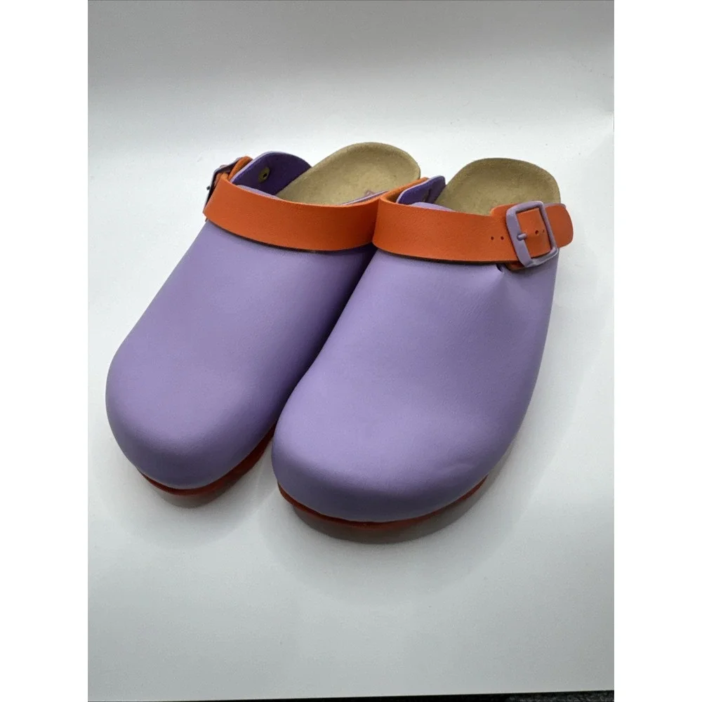 Mini Boden Girls Size 34 US 3 Orange And Purple Clogs #1006
